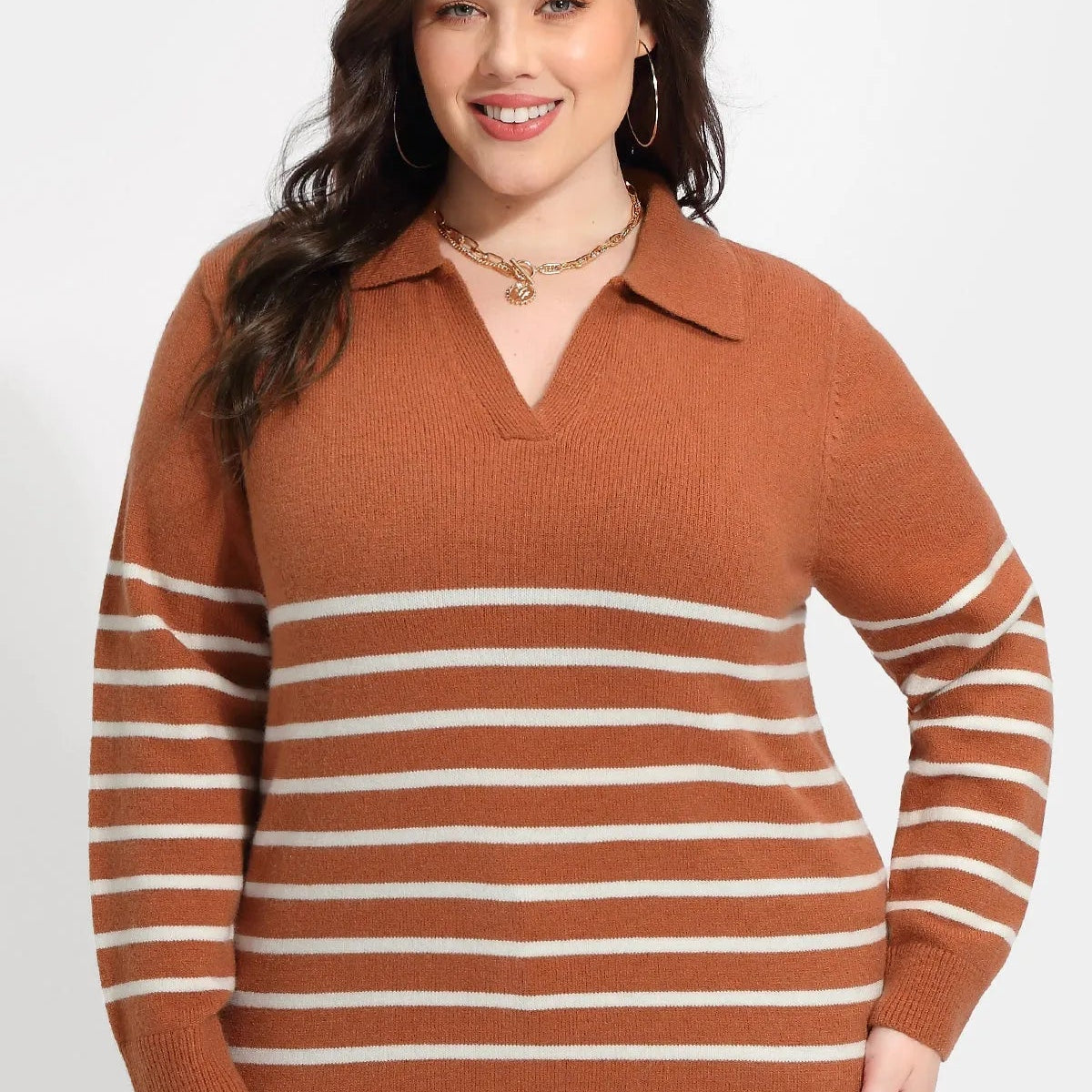 Strickpullover mit V-Ausschnitt und Farbblock-Streifen