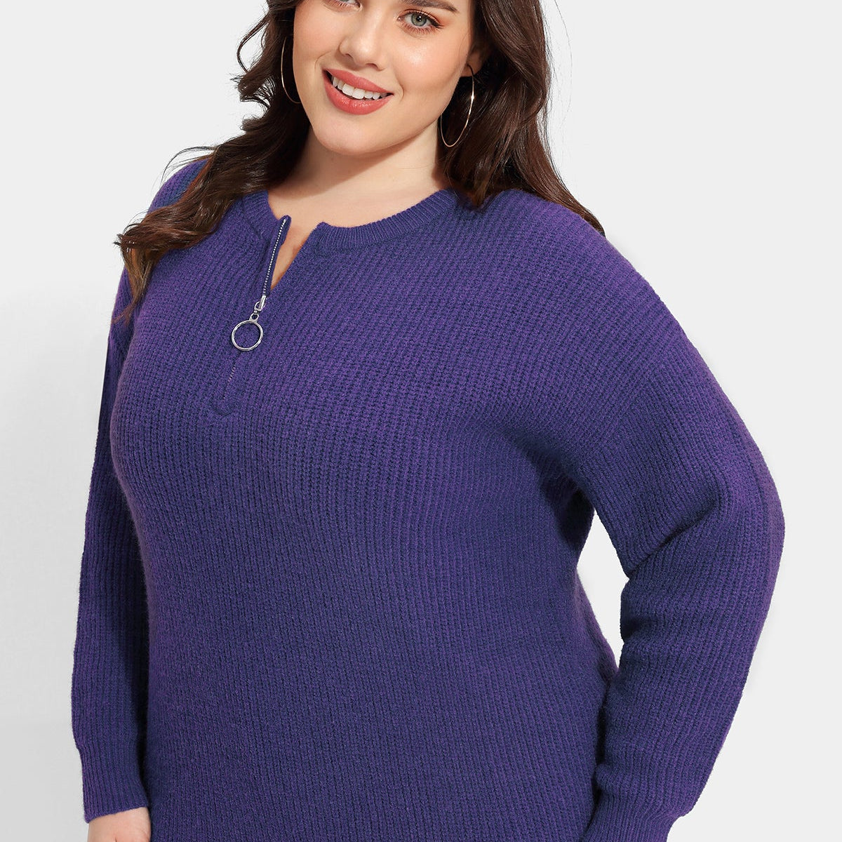 Ritera – Einfarbiger Kaschmir-Wollpullover mit Viertelreißverschluss