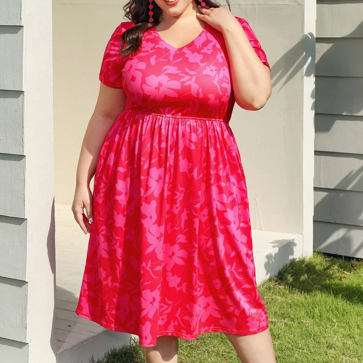 Ritera – A-Linien-Midikleid mit Blumenmuster, Taschen und elastischer Taille