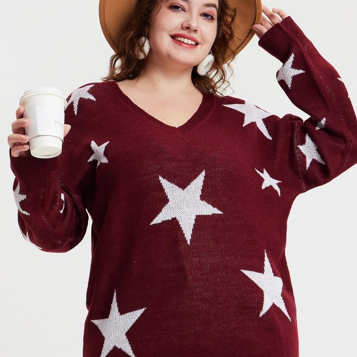 Pulls ultra-doux à col en V et imprimés étoiles