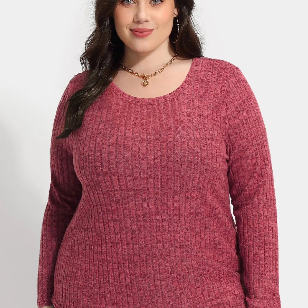 Ritera Texture Rundhals-Basic-T-Shirt aus Samt