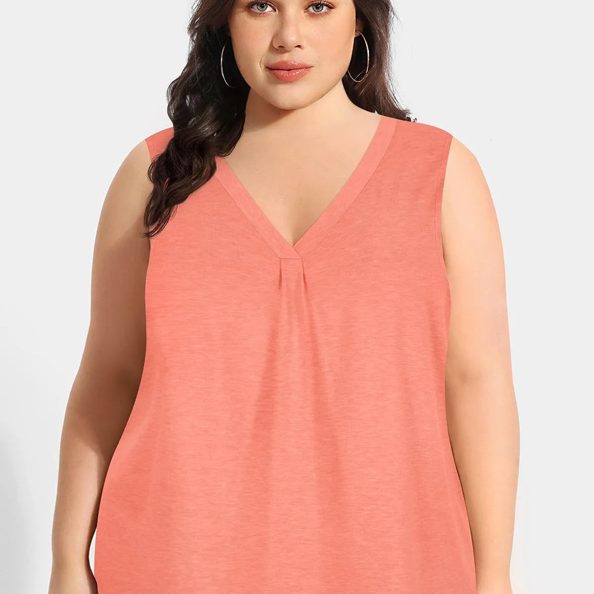 Solides Essential Tunika Basic Plissee-Tanktop mit V-Ausschnitt