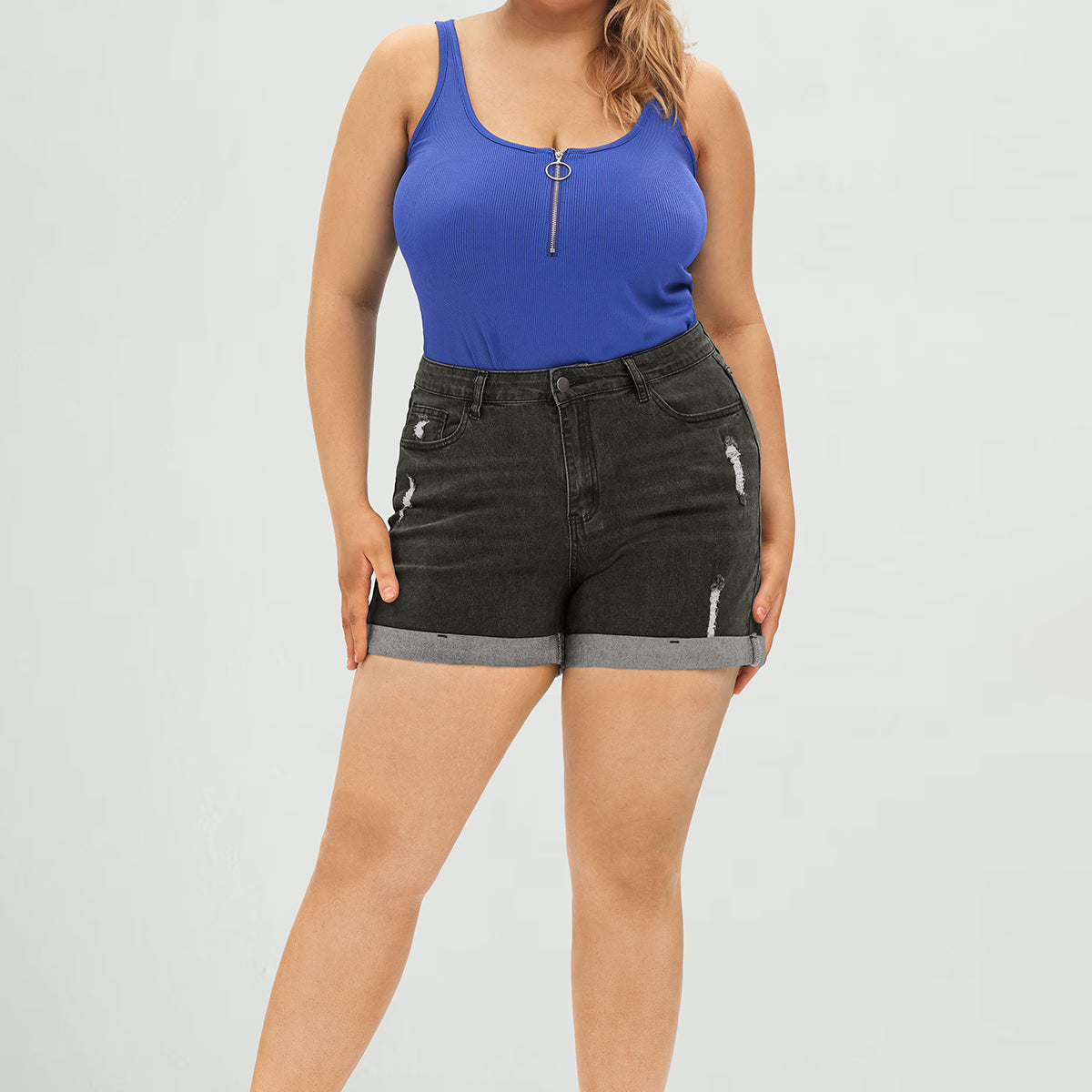 Jean court taille mi-haute corset ultra doux