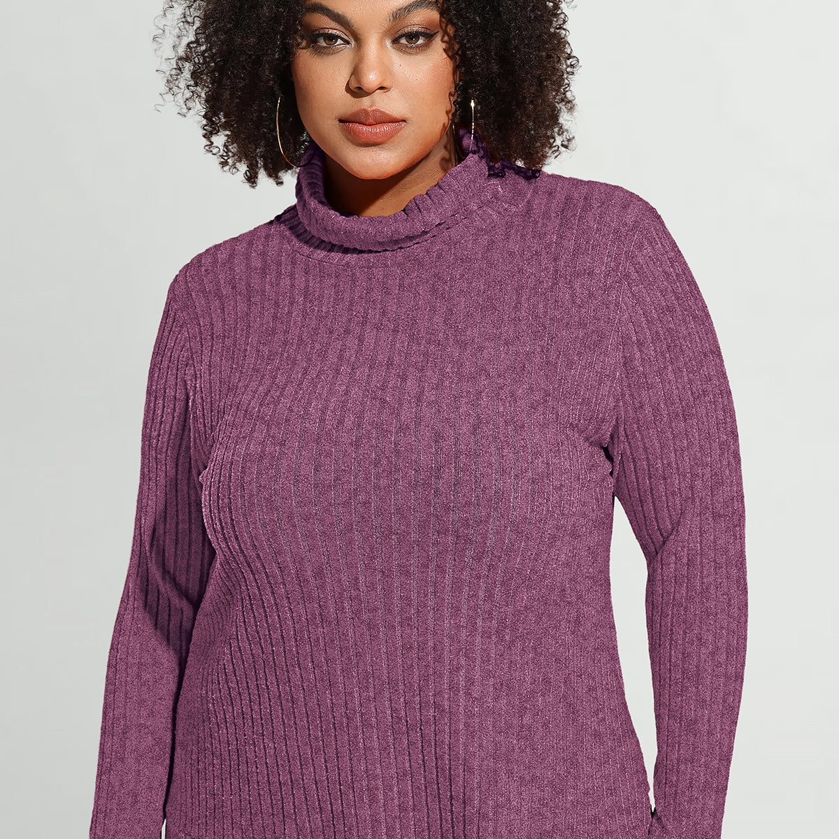 Superweiches, einfarbiges, langärmliges Rollkragenhemd aus Strick