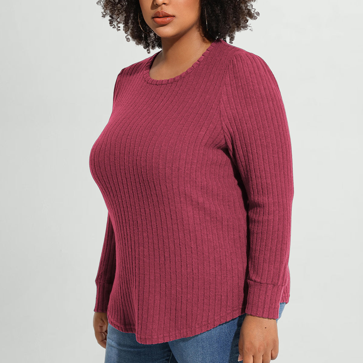 Chemise basique à manches longues en velours texturé uni Ritera