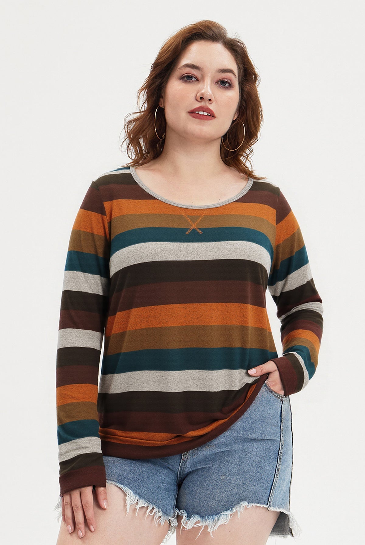 Colorblock Striped Long Sleeve T-Shirt