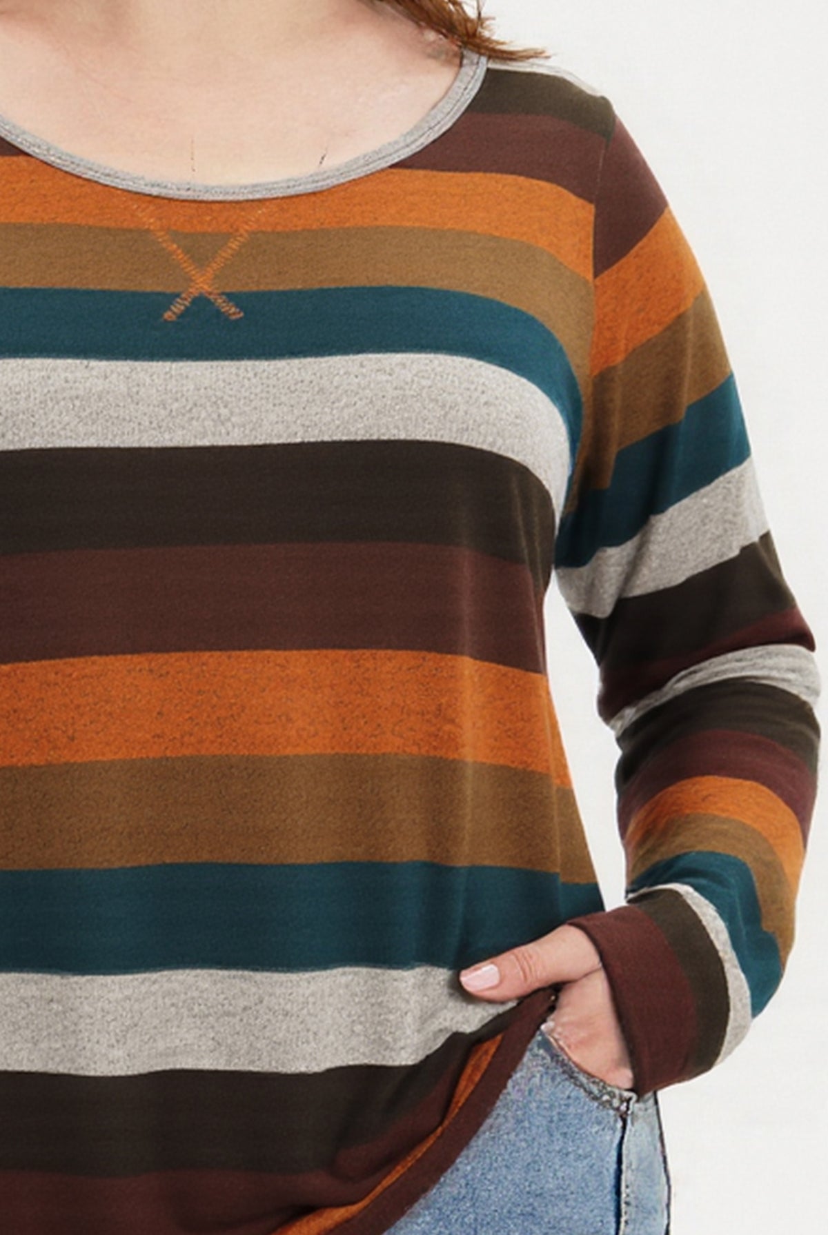 Colorblock Striped Long Sleeve T-Shirt