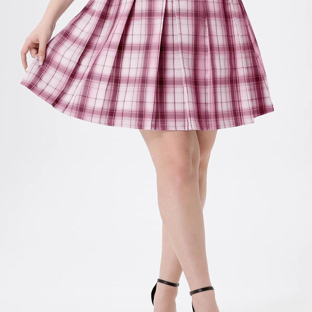 Plissee-Rock mit Farbblock, seitlichem Reißverschluss und elastischer Taille