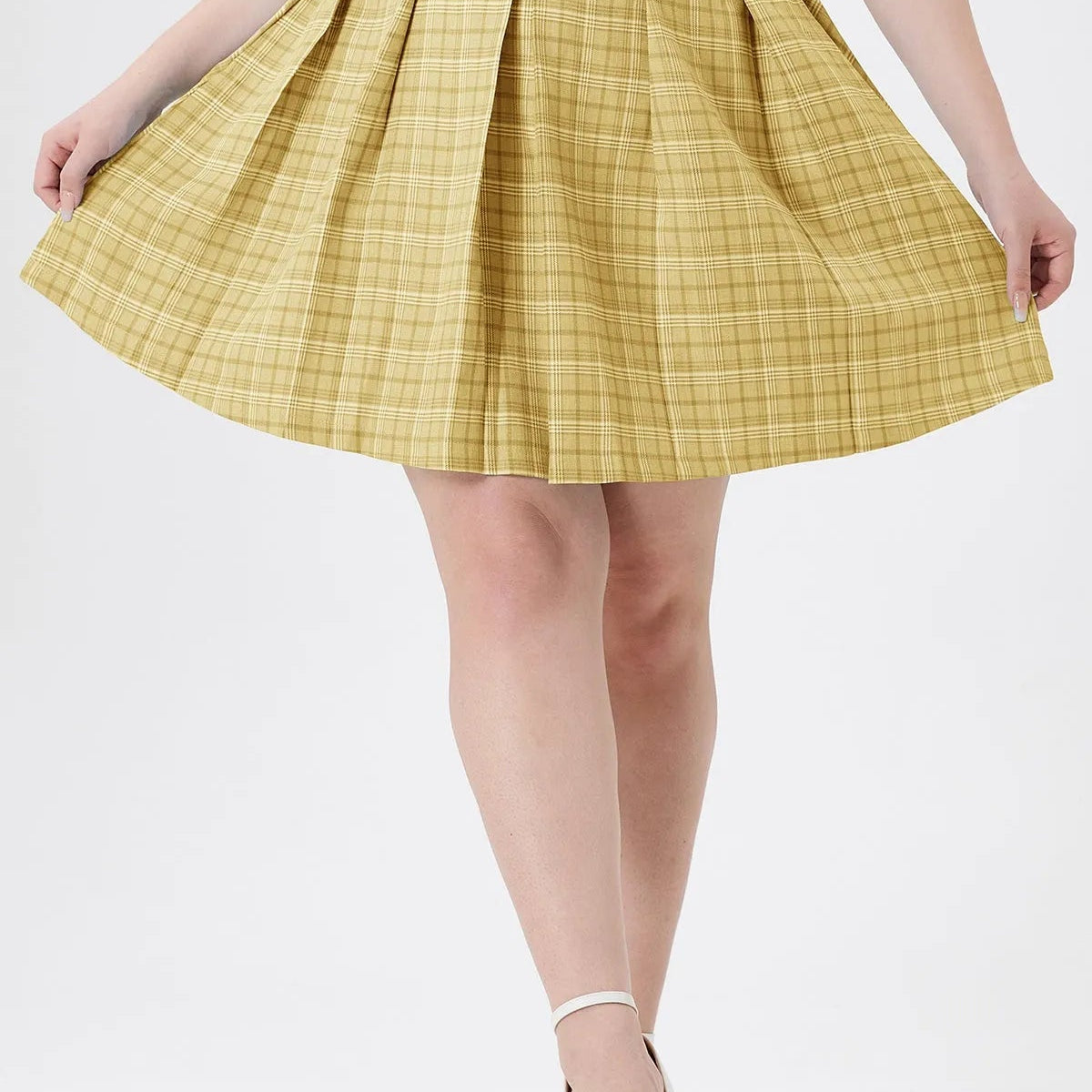 Plissee-Rock mit Farbblock, seitlichem Reißverschluss und elastischer Taille