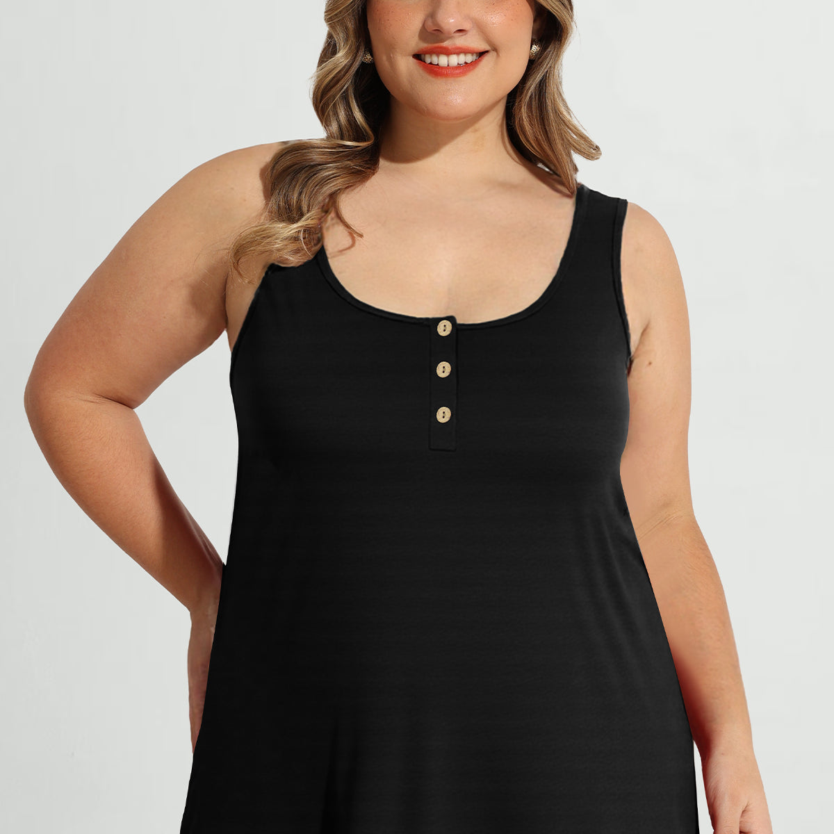 Débardeur à col rond boutonné ultra-doux Ritera