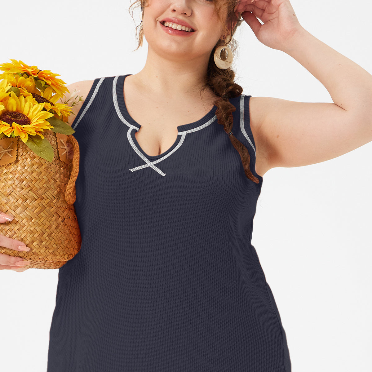 Débardeur uni à col bas