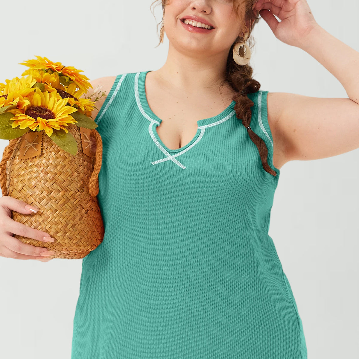 Débardeur uni à col bas