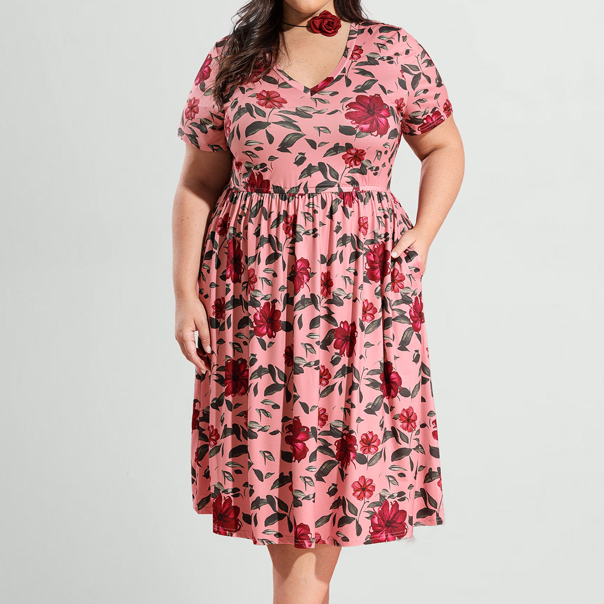 Ritera – A-Linien-Midikleid mit Blumenmuster, Taschen und elastischer Taille