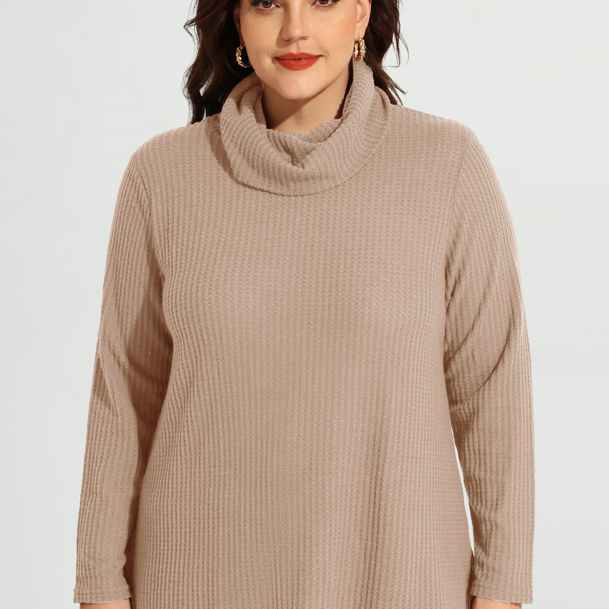 Tunique à col bénitier et ourlet fendu, chemise à manches longues