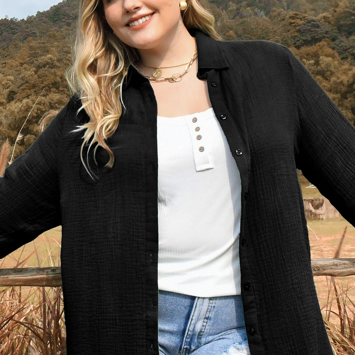 Chemises à manches longues boutonnées unies