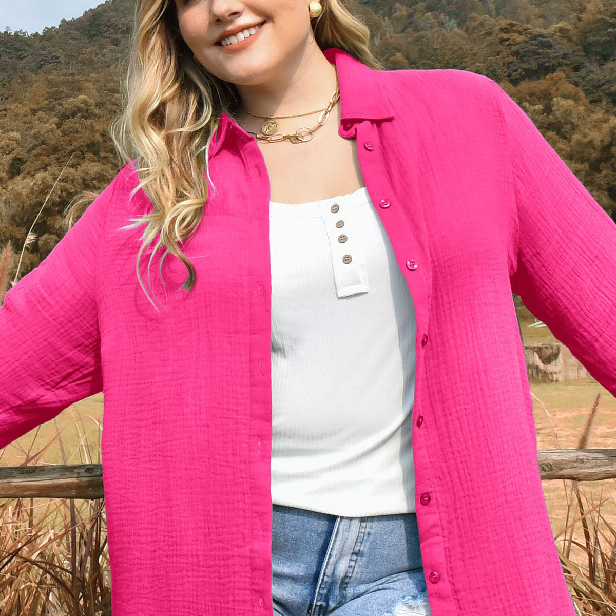 Chemises à manches longues boutonnées unies