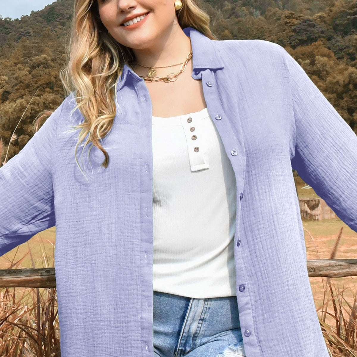 Chemises à manches longues boutonnées unies