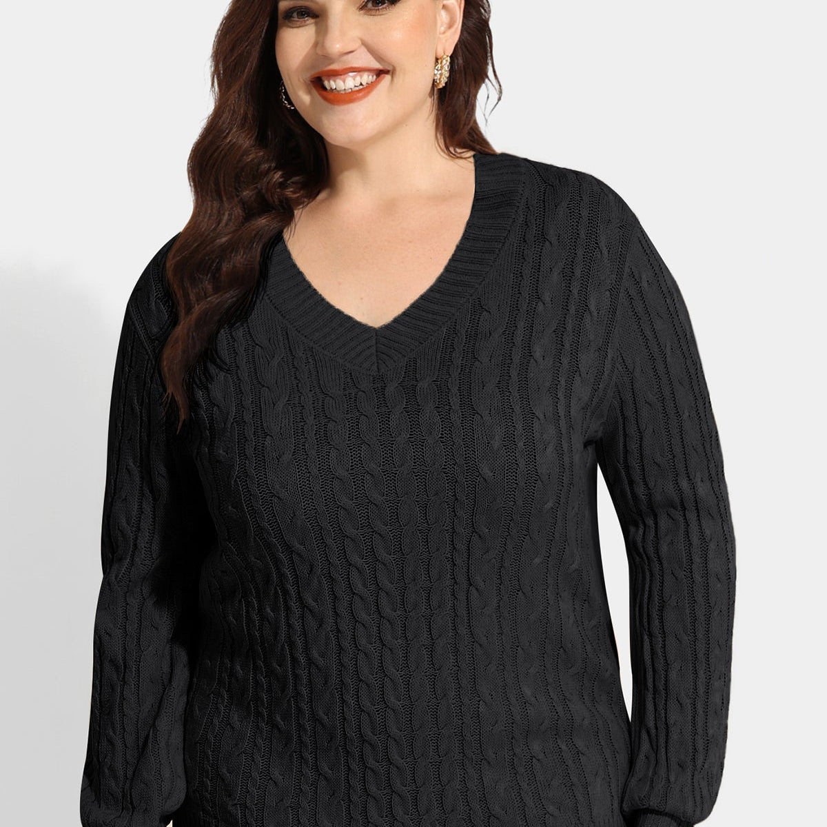 Langärmliger Wollpullover mit einfacher Textur