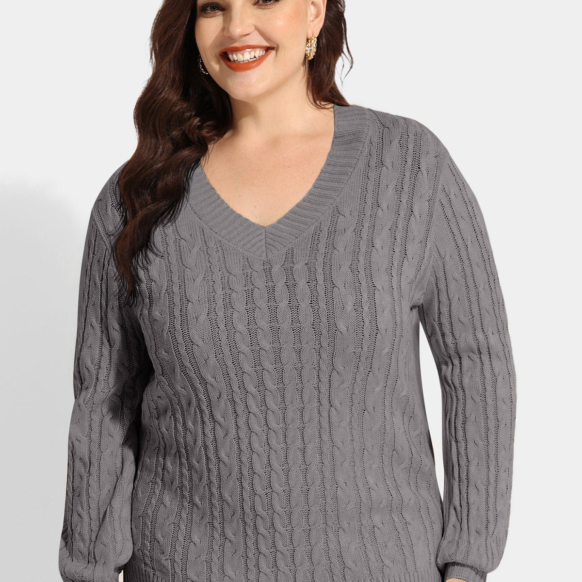 Langärmliger Wollpullover mit einfacher Textur