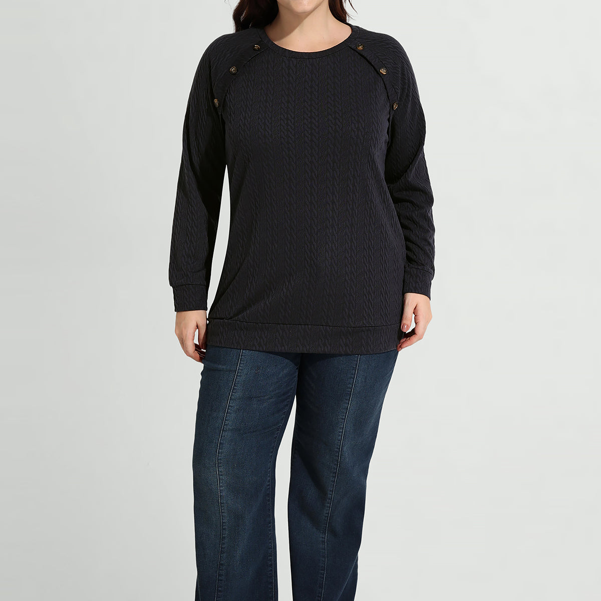 Chemise à manches longues à boutons unis