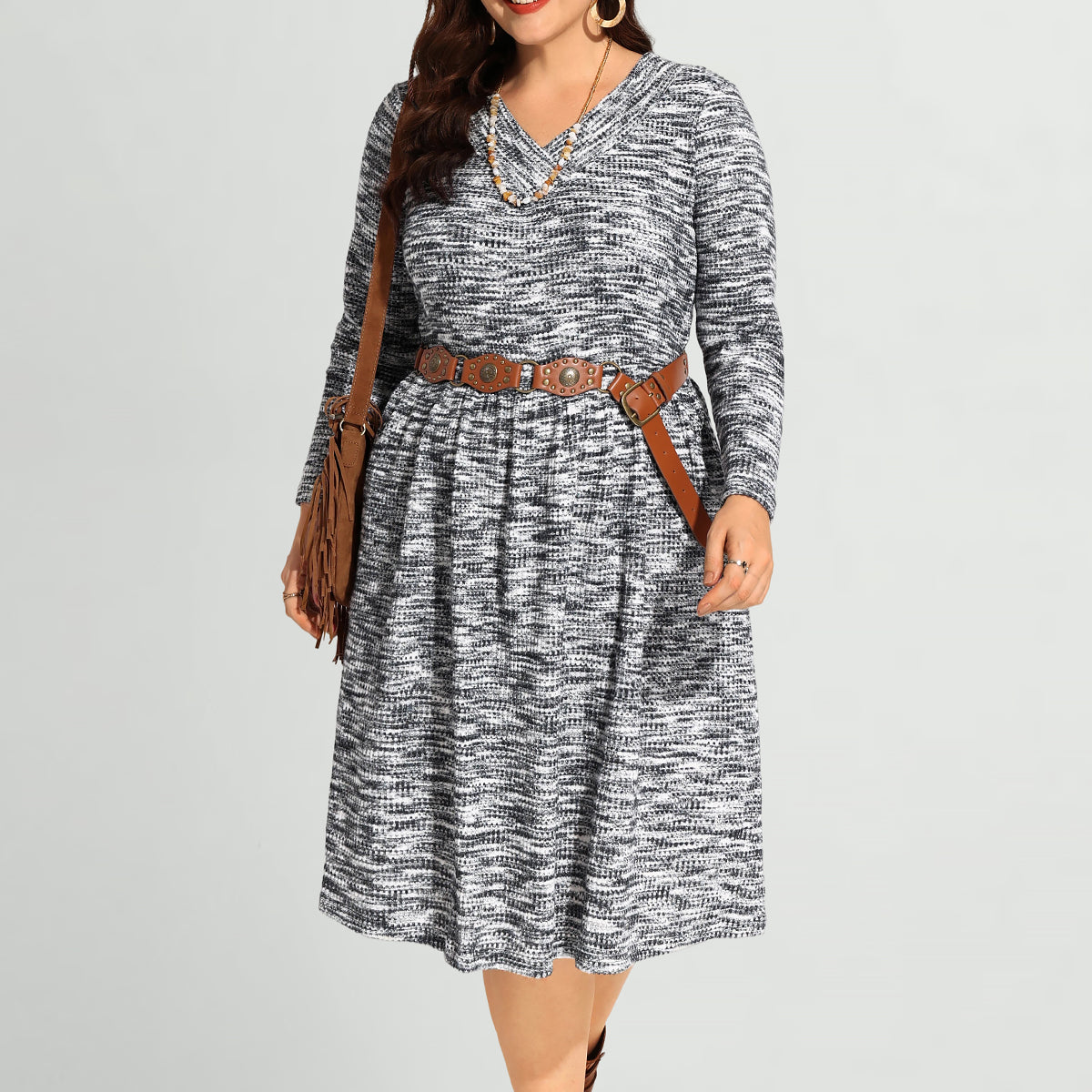 Ritera Plissiertes Midikleid mit Tasche und elastischer Taille