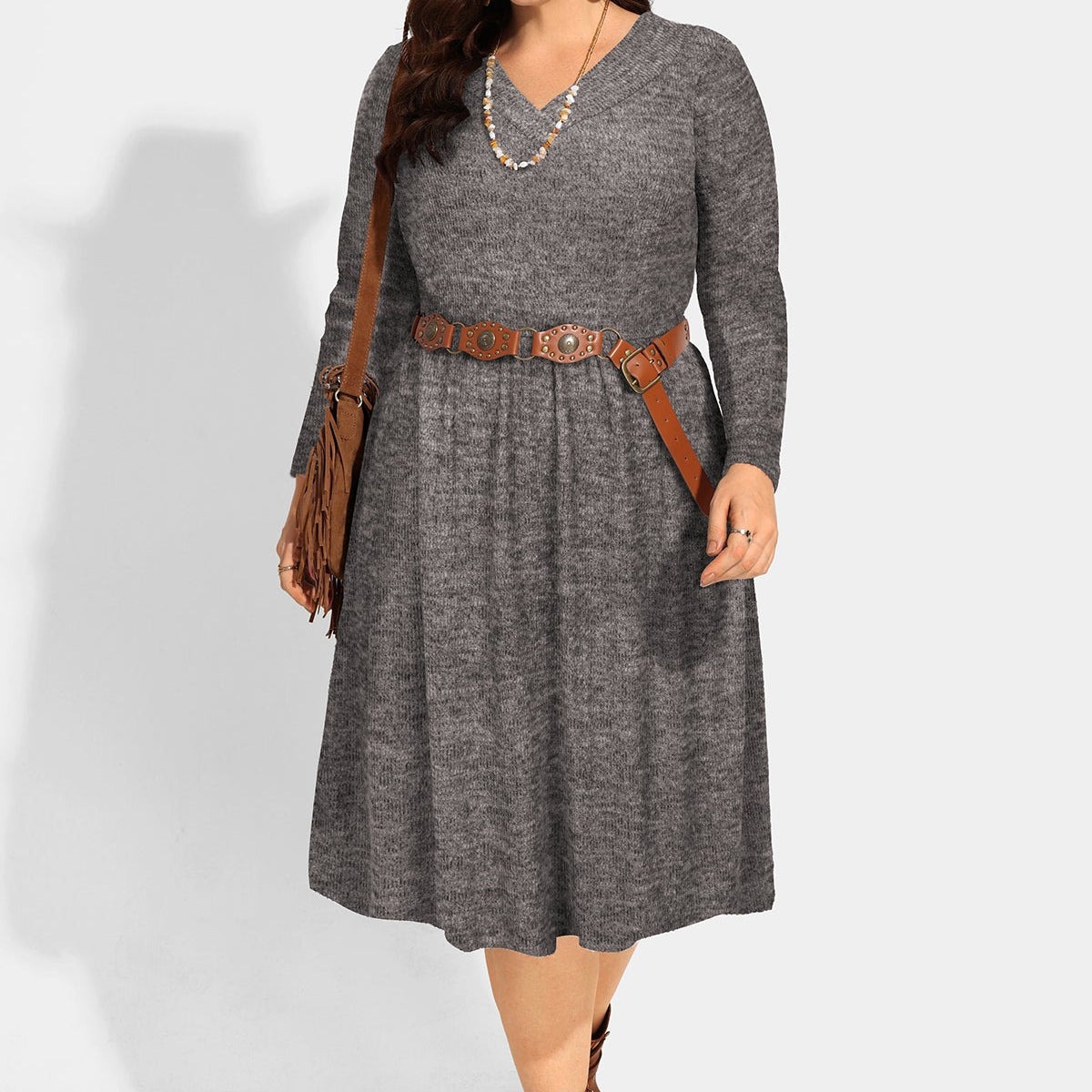 Ritera Plissiertes Midikleid mit Tasche und elastischer Taille