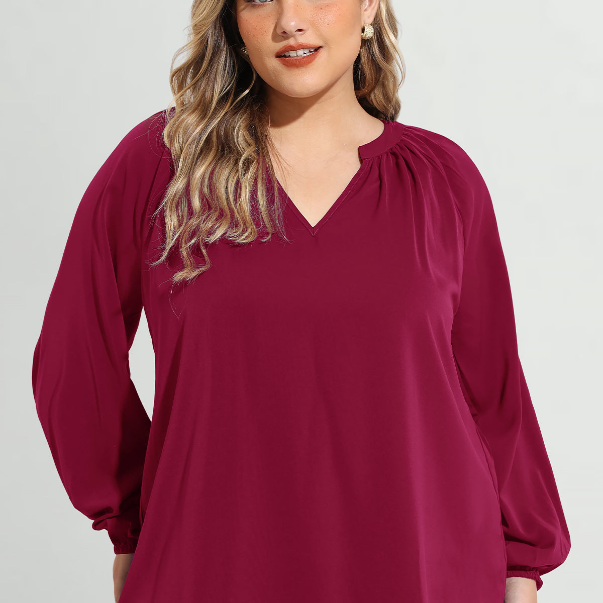 Superweiches, langärmliges Tunika-T-Shirt mit plissierter Laterne