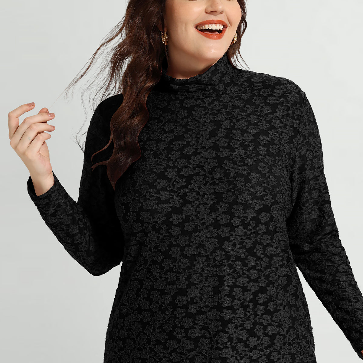 Chemise à manches longues et col montant à imprimé floral