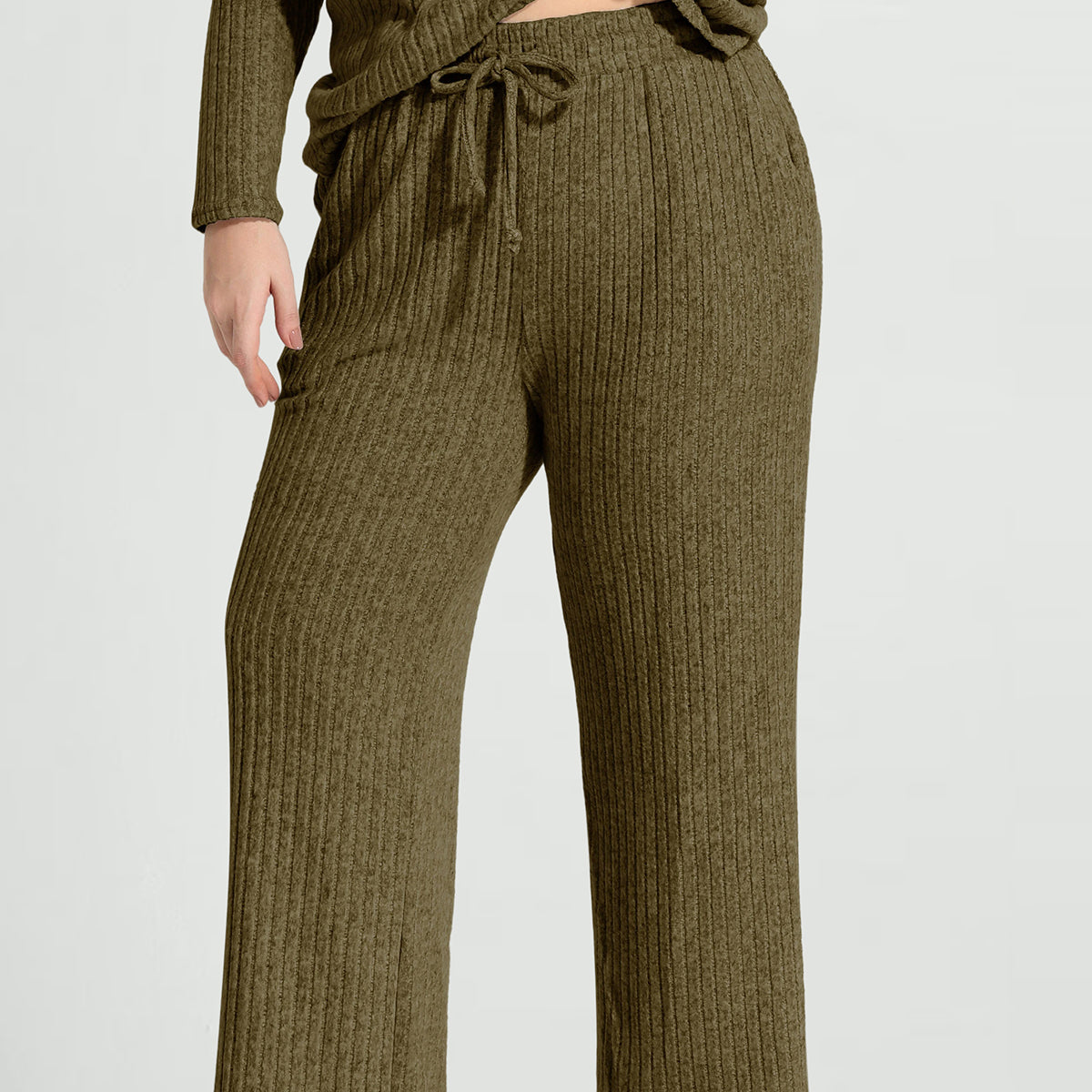 Samt-Basic-Hose mit Kordelzug und elastischer Taille