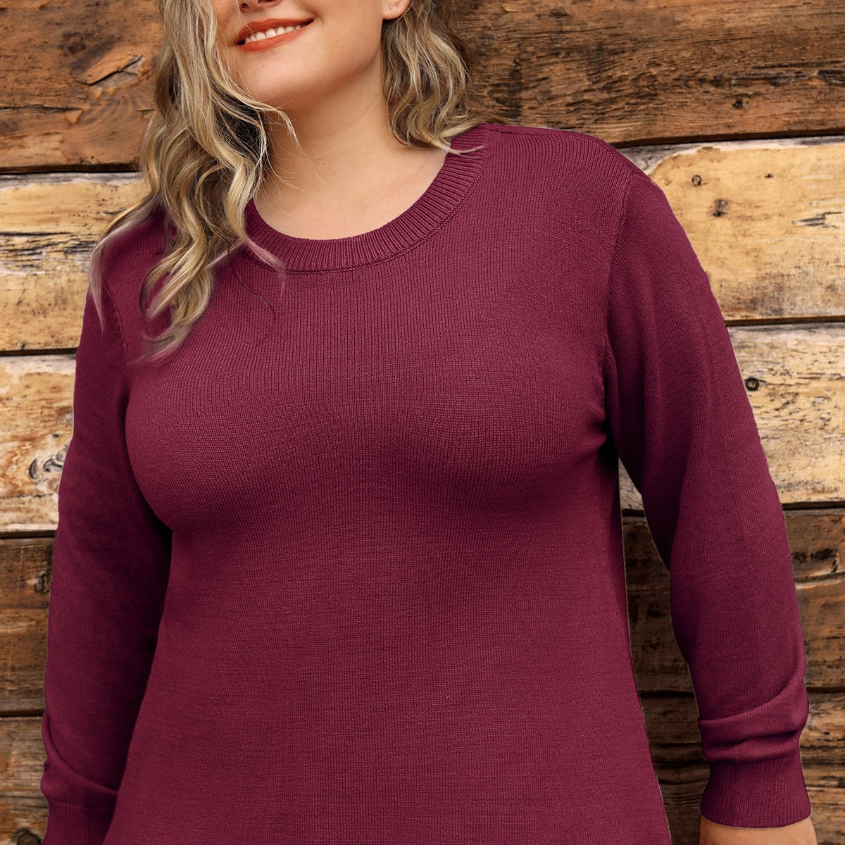 Pull skinny à manches longues et ourlet fendu essentiel