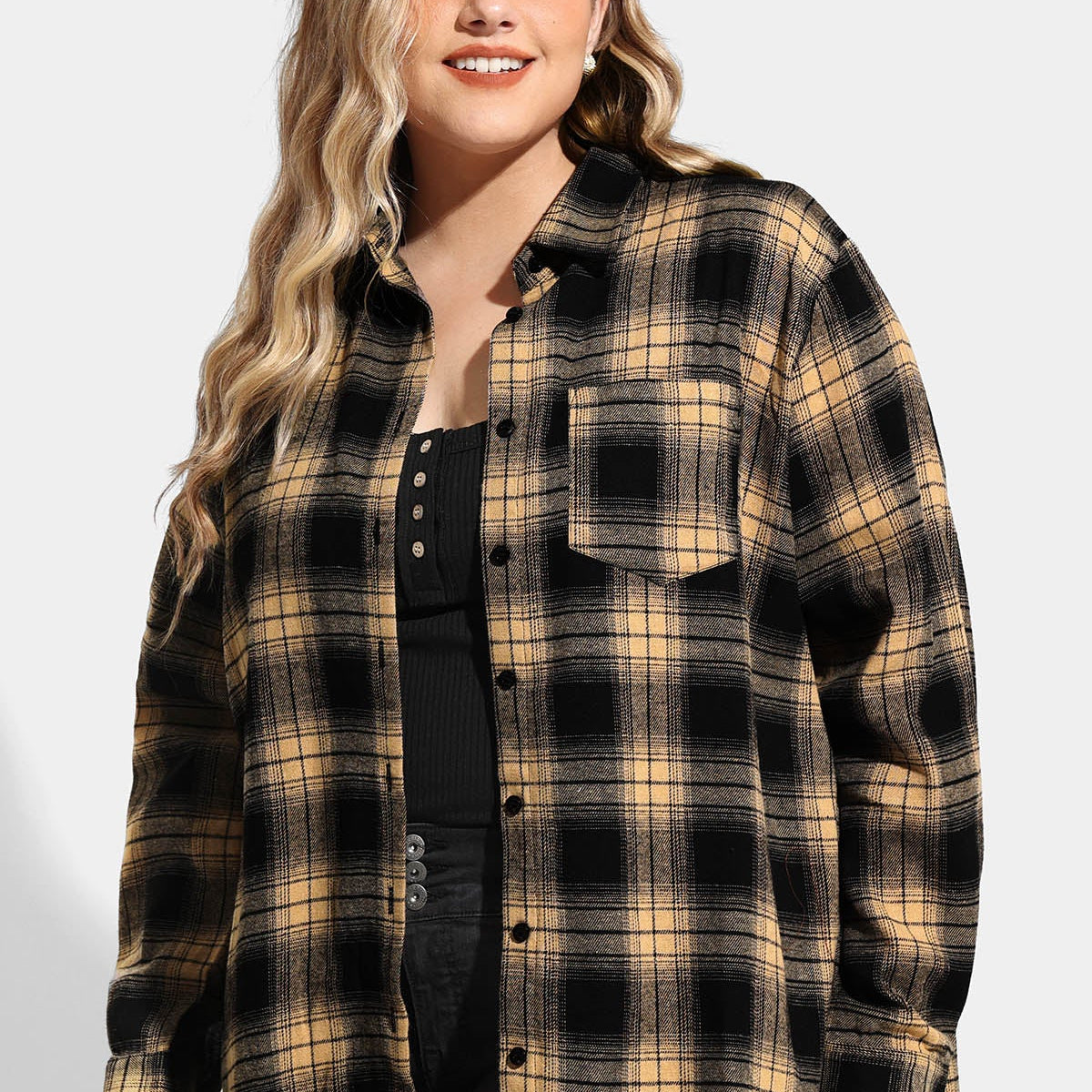 Chemise boutonnée à carreaux ultra-douce avec poche