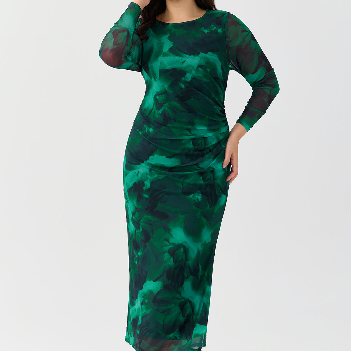 Ritera Plaid Ruched Chic Bodycon Cocktail Midi Dress