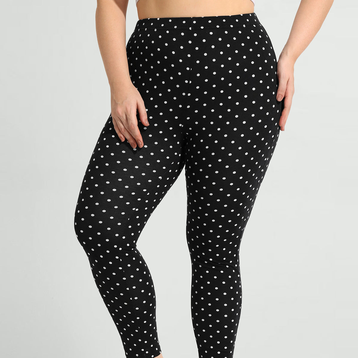 Legging skinny taille haute à pois