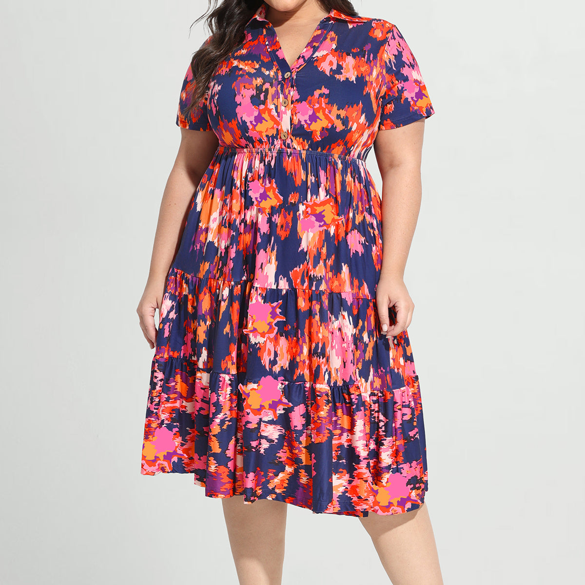 Robe mi-longue boutonnée à col polo et à poches Ritera