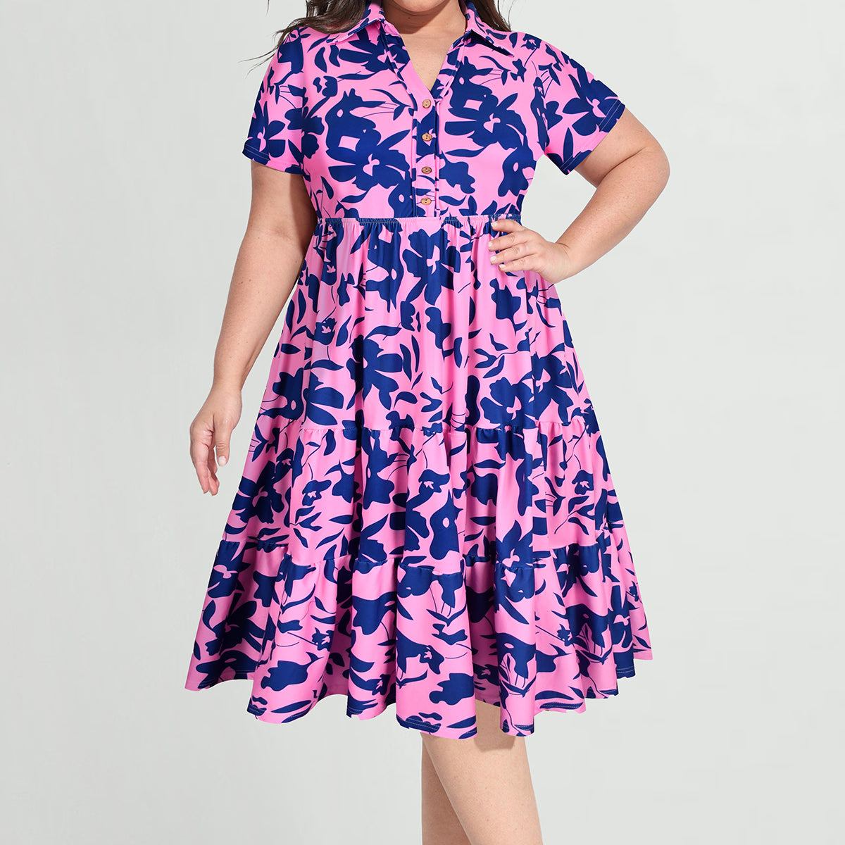 Robe mi-longue boutonnée à col polo et à poches Ritera