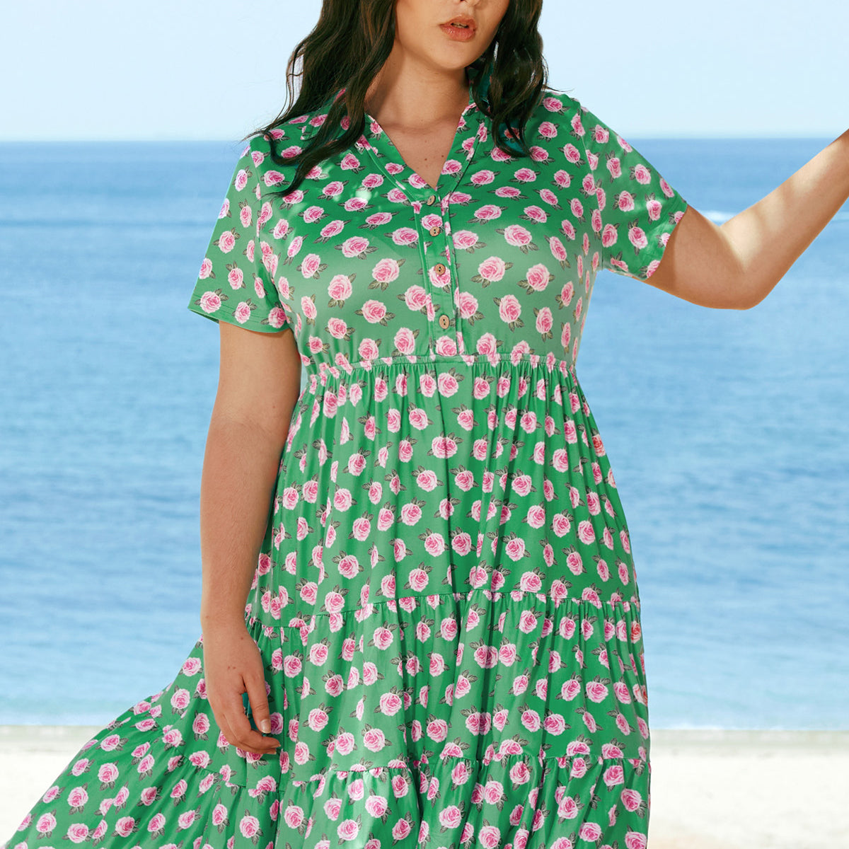 Robe mi-longue boutonnée à col polo et à poches Ritera