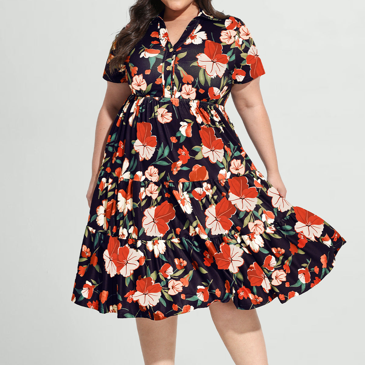 Robe mi-longue boutonnée à col polo et à poches Ritera