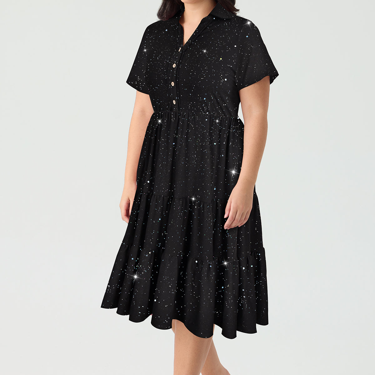 Robe mi-longue boutonnée à col polo et à poches Ritera