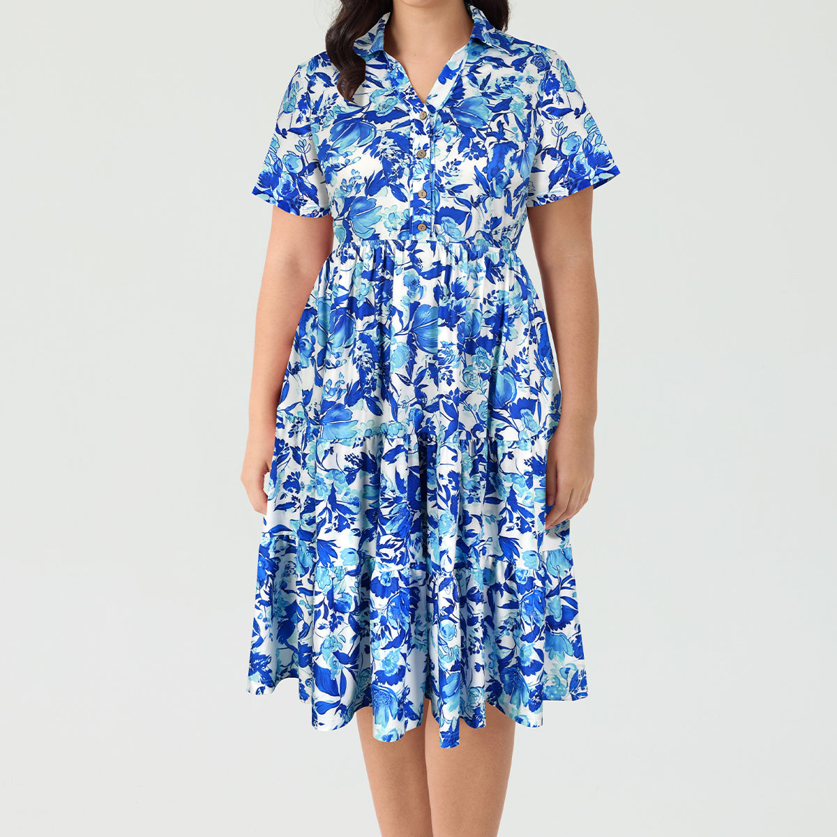 Robe mi-longue boutonnée à col polo et à poches Ritera