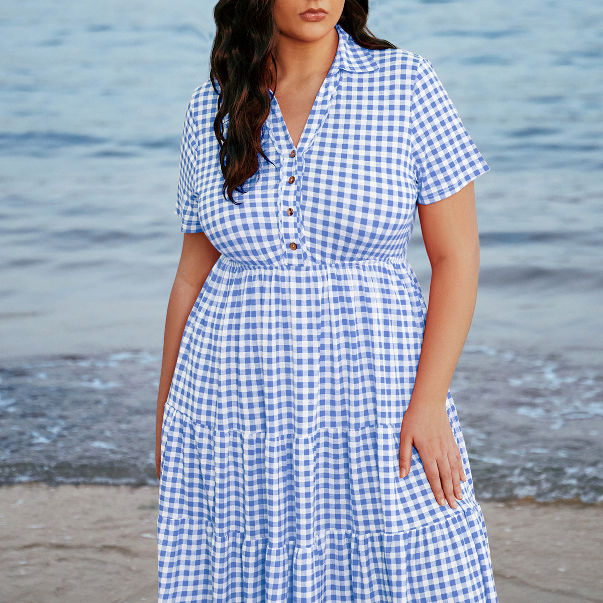 Robe mi-longue boutonnée à col polo et à poches Ritera