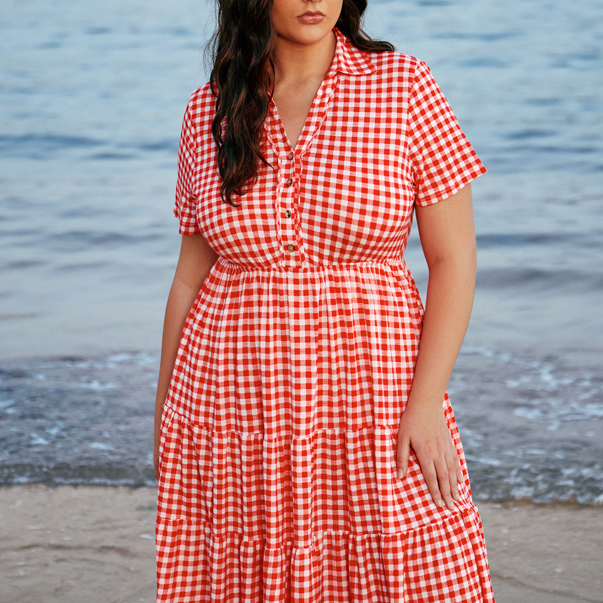 Robe mi-longue boutonnée à col polo et à poches Ritera