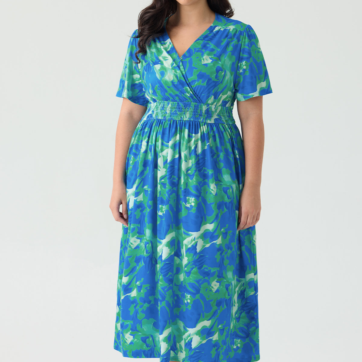 Ritera Pockets Smocked Waist Floral Print A-line Maxi Dress