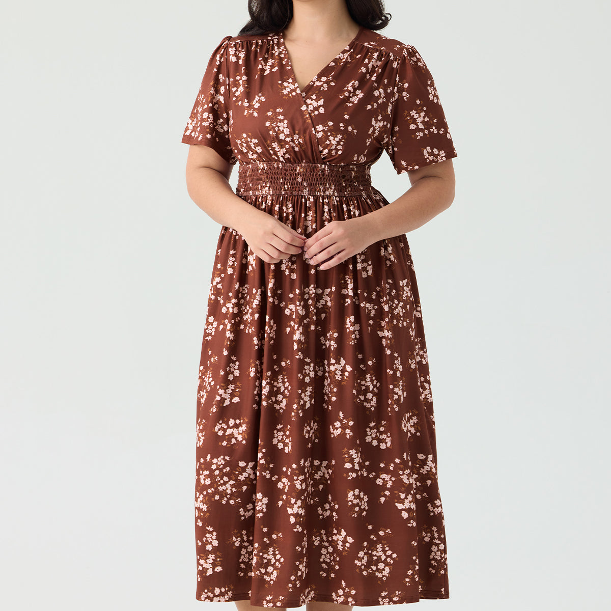 Ritera Pockets Smocked Waist Floral Print A-line Maxi Dress