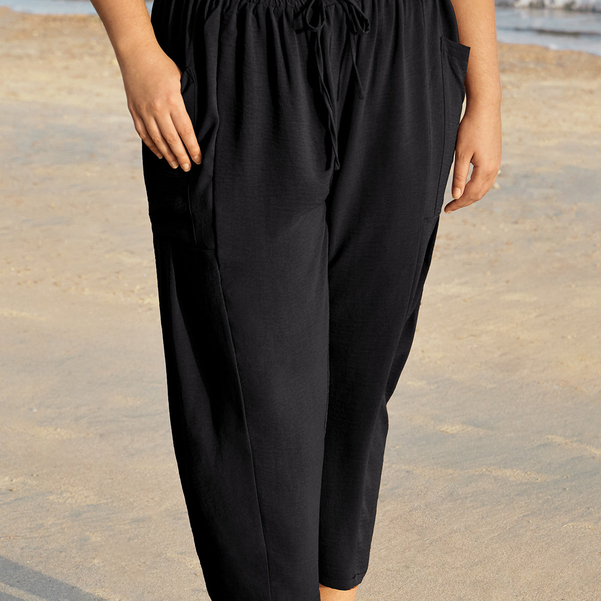 Ritera Pockets Drawstring Plain Straight-leg Pants