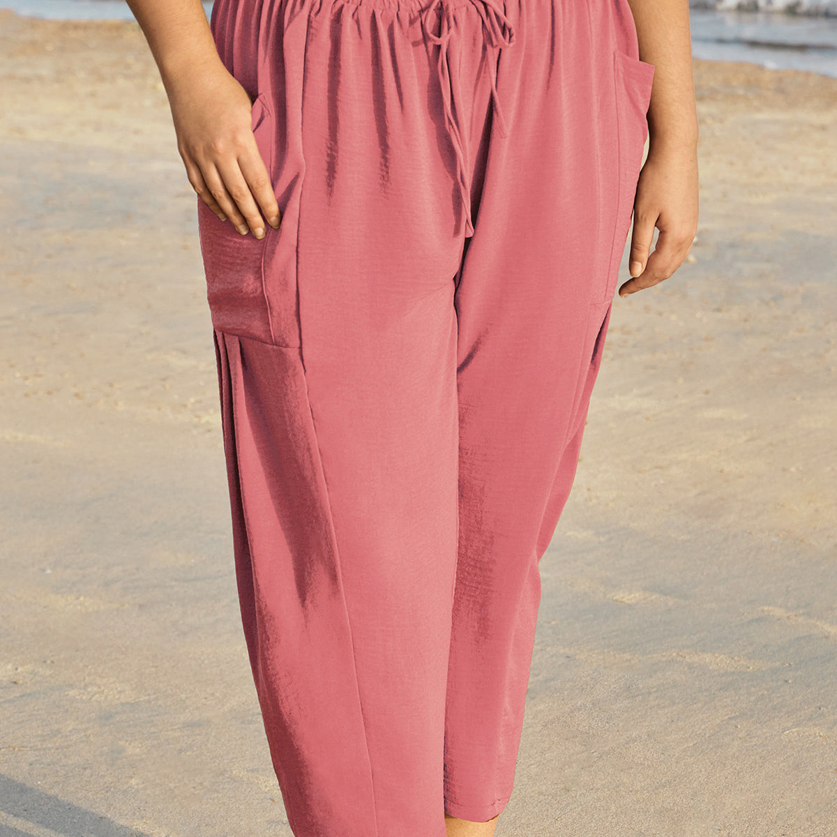 Ritera Pockets Drawstring Plain Straight-leg Pants