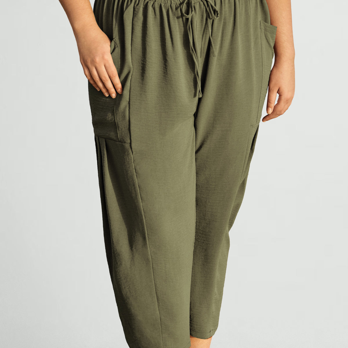 Ritera Pockets Drawstring Plain Straight-leg Pants
