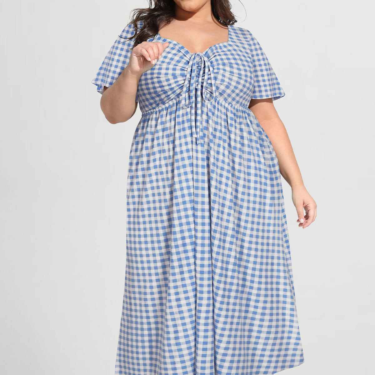 Pockets Drawstring Sweetheart Floral A-line Midi Dress
