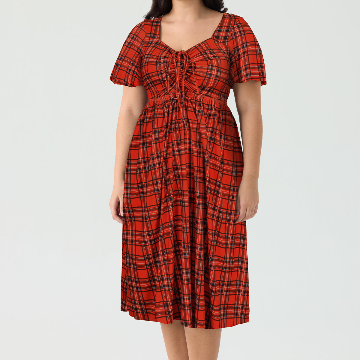 Robe mi-longue trapèze à imprimé marguerites et poches avec cordon de serrage Ritera