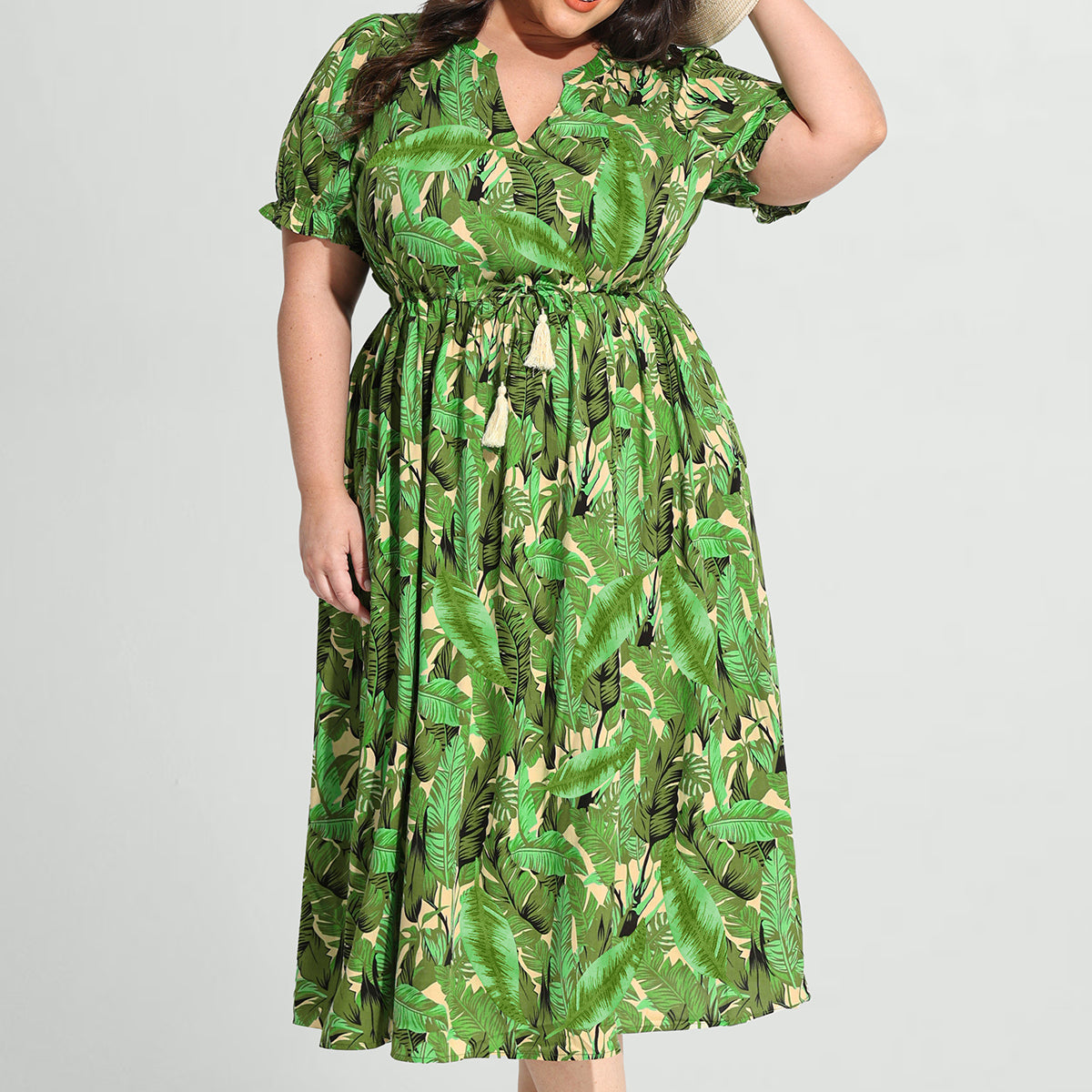 Ritera – Boho-Midikleid in A-Linie mit Kordelzug und Quasten an der Taille