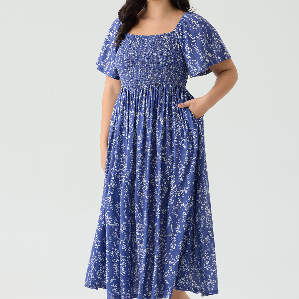 Ritera Pockets Floral Print Beach Summer Vibes Midi Dress